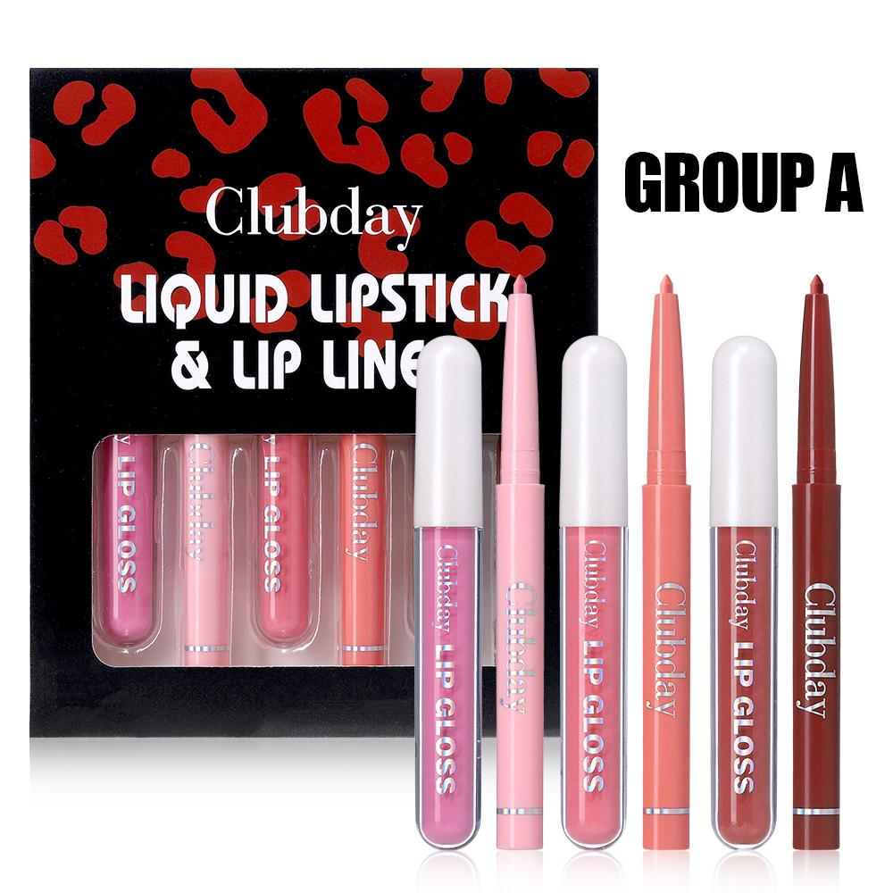 Clubday 6 Pcs Lip Liner and Liquid Lipstick Set, Smooth Matte Finish Long Lasting Lip Contouring Makeup Gift Box