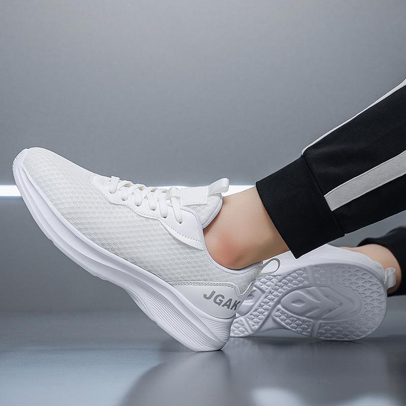 Plus Size 50 Lightweight Cushioning Sneakers Men's Xiyin Fattening and Widening Flying Knitting Running Little White Mesh Shoes