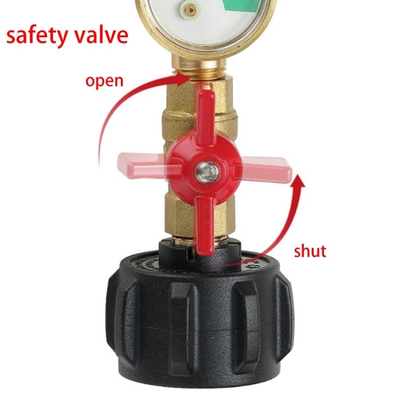 Professional Brass Propane Refill Tool With Gauge 1LB Bottle Adapter Easy Flows 90 Degree Elbow for BBQs & Camp Stove