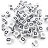 6x6mm Black Letter Beads On White Acrylic Squares for DIY Jewelry and Creative Accessories