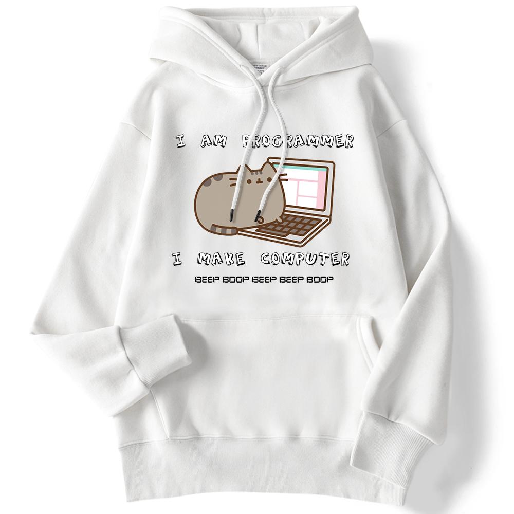 Sporty Women's Sweatshirt I Am Programmer I Make Computer Printed Streetwear Long Sleeve Pocket Hoodie Comfortable Streetwear
