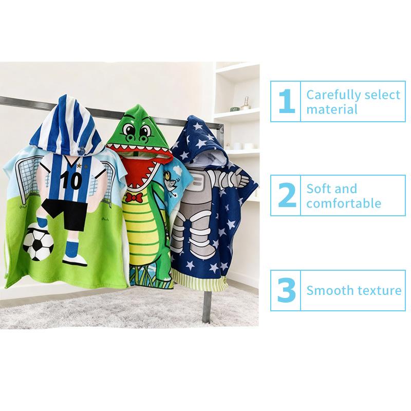 Super Soft Coral Fleece Cute Cartoon Hooded Spa Wrap Quick Dry Kids Bath Towel