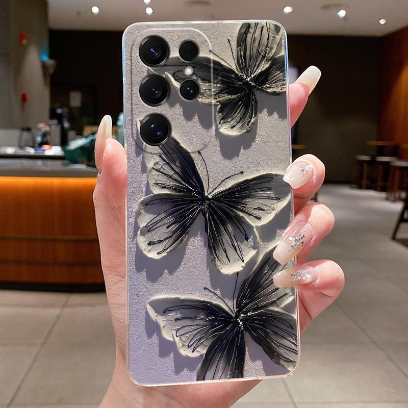 Bag Clear Case For New Hot Samsung Galaxy S26 Ultra S26 edge S 26 Plus Cover Luxury Pretty Butterfly Flower Soft TPU Phone Cases