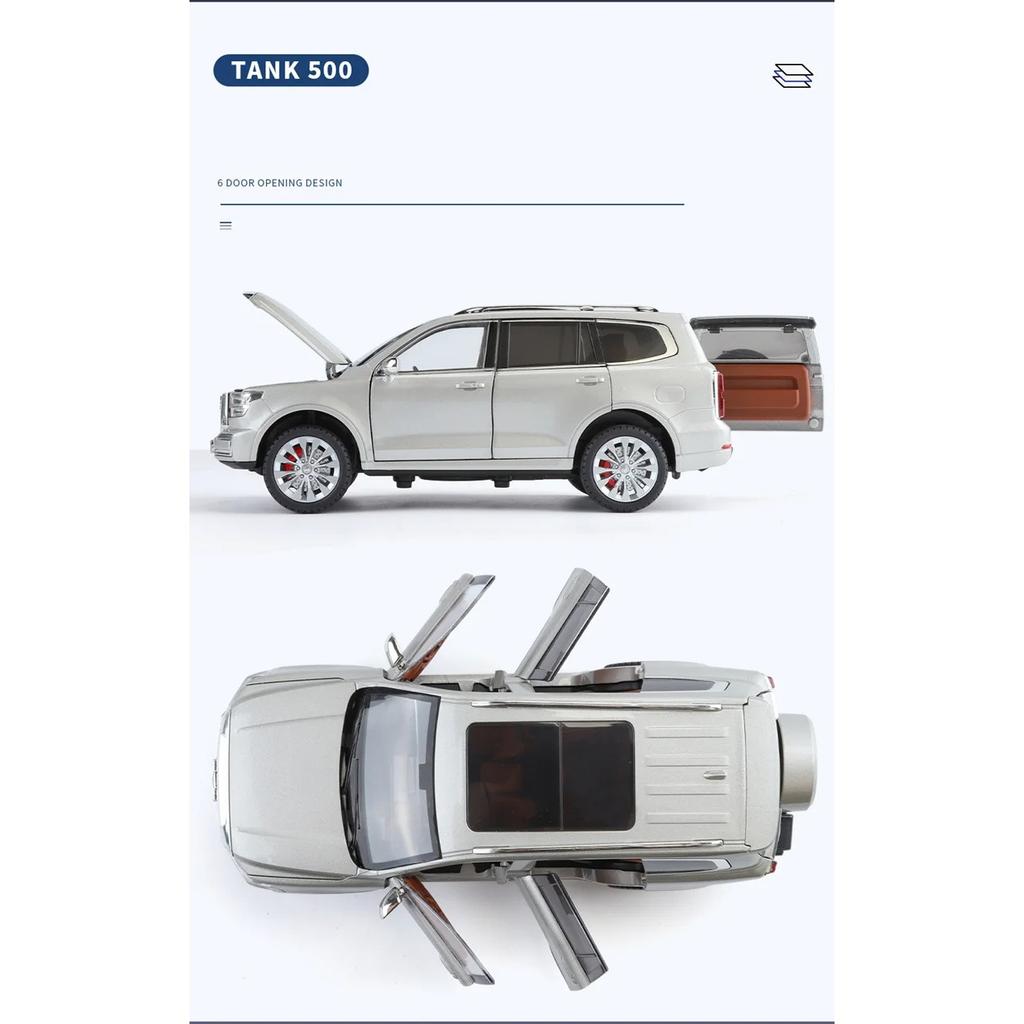 1/24 Tank 500 Hi4-T SUV Legierungsauto-Modell Diecast Metallspielzeug Geländefahrzeuge Auto-Modell Simulation Ton und Licht Kinderspielzeug Geschenke