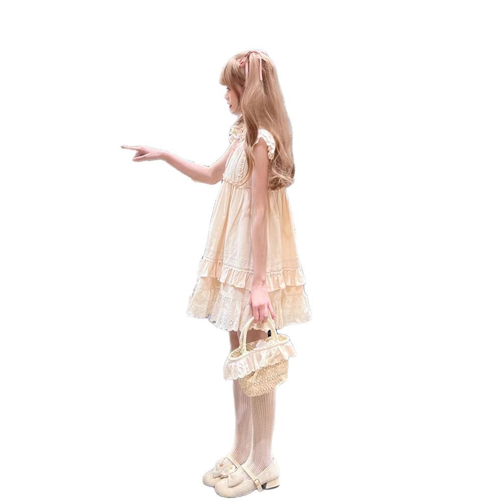 (Lower Neri) Xia Jumei Sweet Spice Girl Feifei Sleeve Suspender Dress Fairy Dress Fluffy Dress Small Man