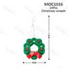 Christmas Pendant MOC Building Blocks Creative Wreath Snowflake Penguin Santa Claus Decorations Model DIY Assembly Toys For Kids