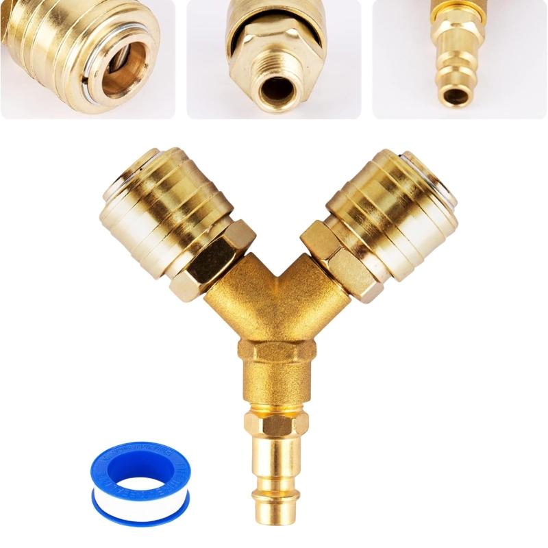 Y Splitters 1/4Inch Air Hose Quick Coupler Compressed Air Distributors 2 Way Air Switches Connectors Pneumatic Tees Joint