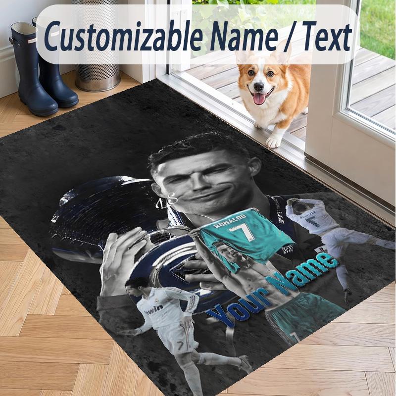 Custom Text Printed Rug Cristiano Ronaldo Non Slip Floor Carpet For Home Room Decor