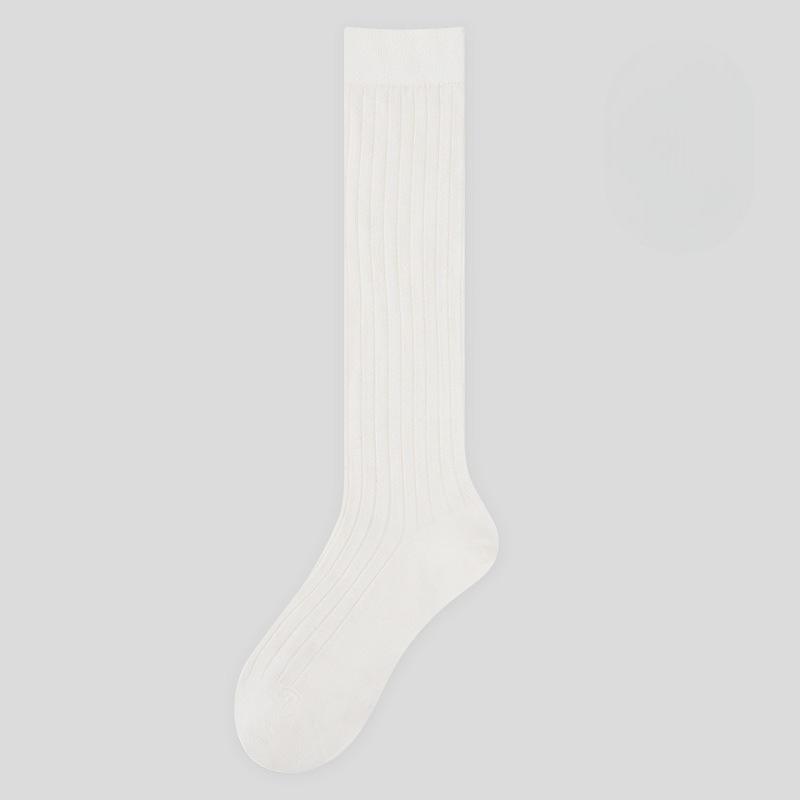 Female Spring and Autumn Solid Color Double Needle Micro Pressure Show Thin Leg Pile Socks