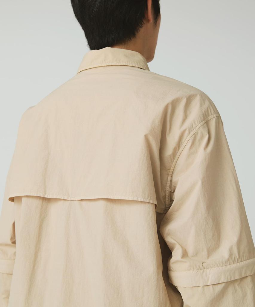 Snow Peak Garment Dyed Convertible Shirt Long and Size M SH-25AU002, Sleeve, Men's Women's, IVORY,