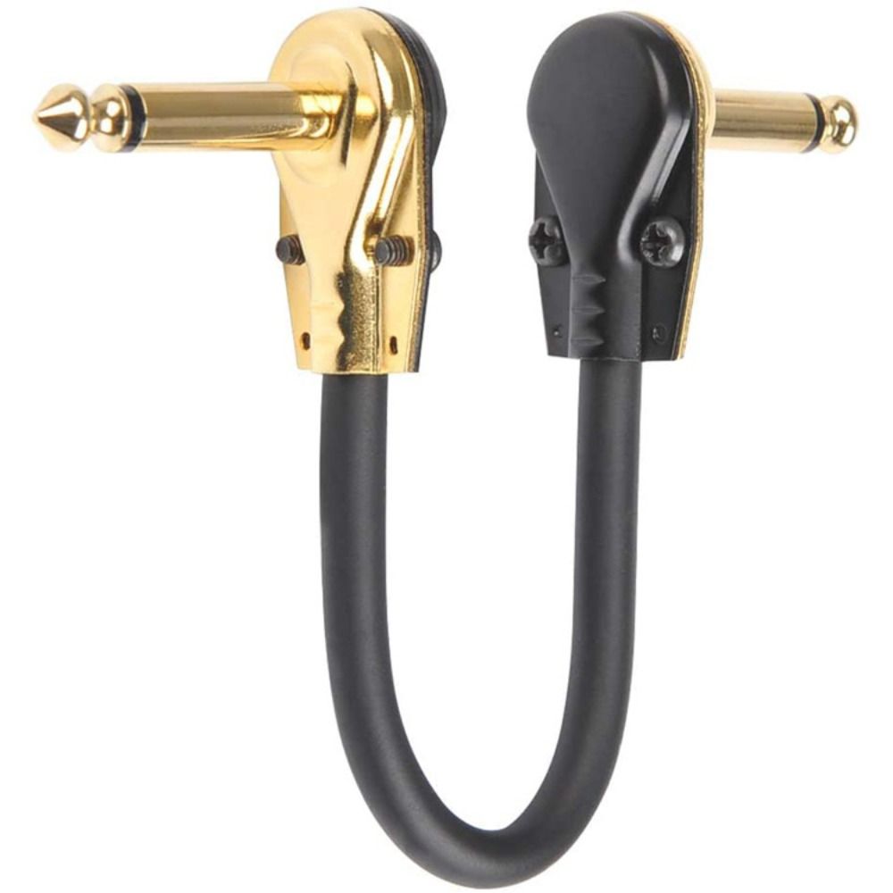 

Metal Head Guitar Cable Guitar Line Guitar Amplifier Patch Cord Playing Ornament 30cm-Flat head gold