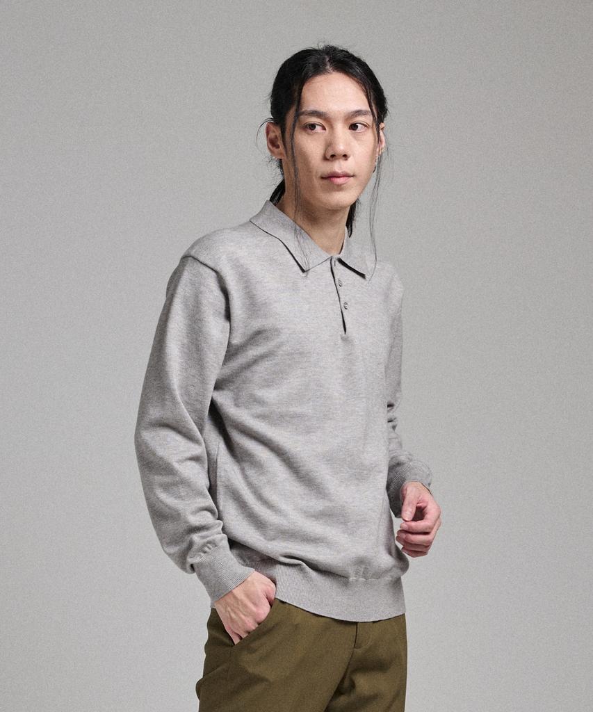 ANALOG MOOD Semi-Collar Neck Knit (Gray)