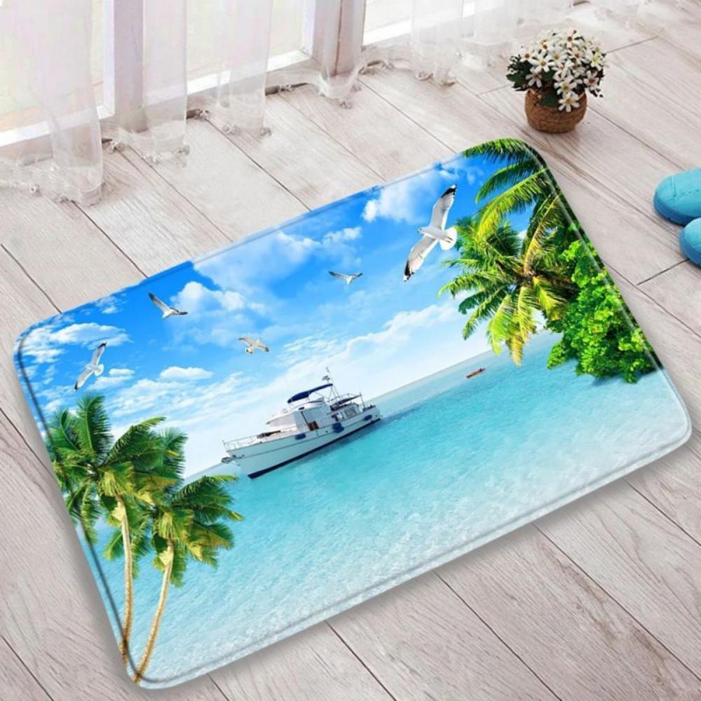 1pc Ocean Beach Landscape Door Mat NonSlip Rug Living Room Bedroom Kitchen Entrance Door Mat Inside Outside Durable