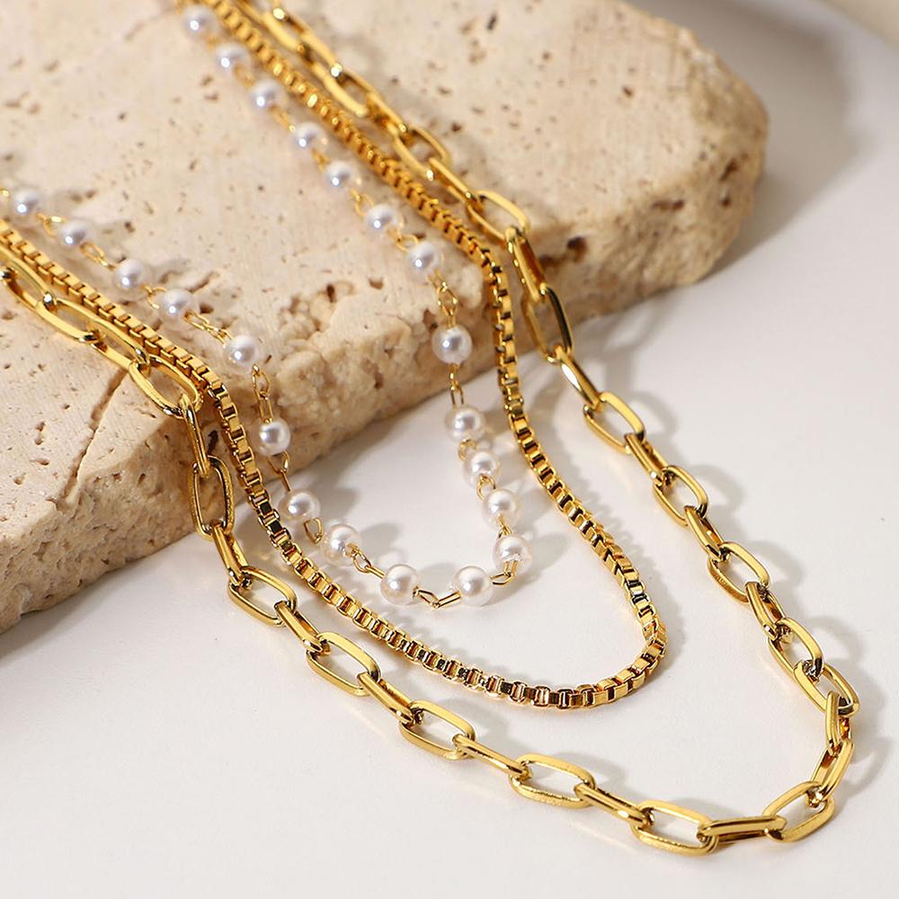 Stainless Steel Necklaces Noble White Imitation Zircon Layer Chain Fashion Trending Necklace For Women Zircon Vacation Wear New