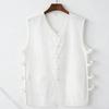 Vintage Men's Cotton Linen Kung Fu Vest Sleeveless Open Cardigan Summer Tank Top Traditional Tang Suit Chinese Clothing