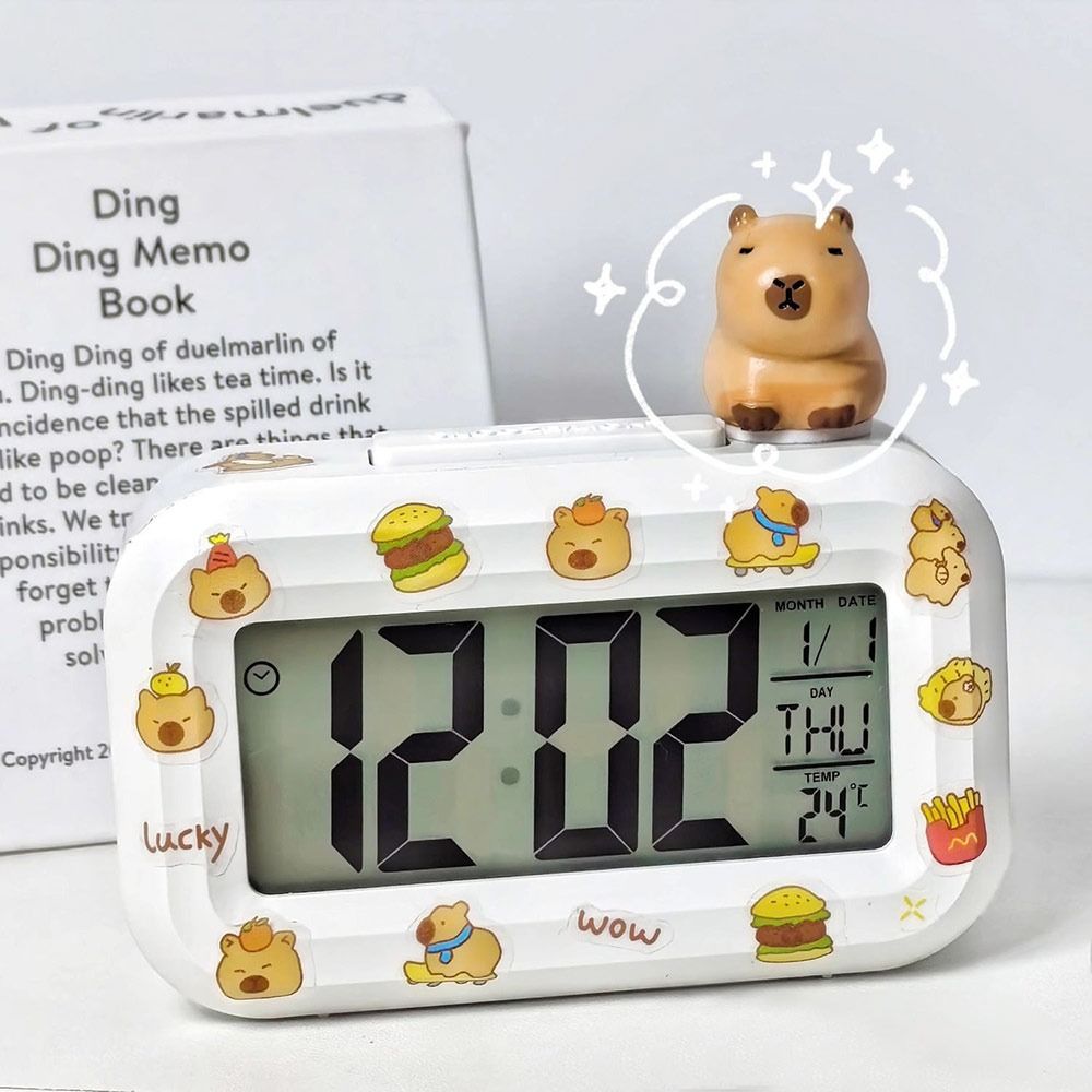 Mini Capybara Alarm Clock Cartoon Desktop Clock Cute LED Digital Clock  Student Dormitory