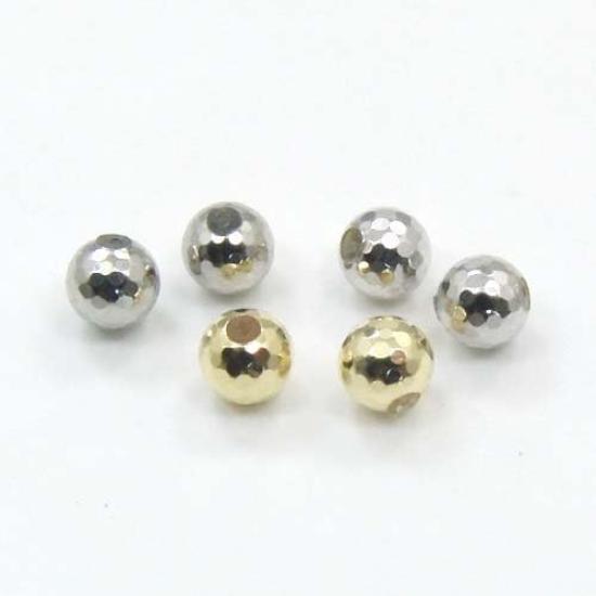 K18WG Mirror Cut Ball Backs for American Earrings (1 Pair) (D119H-WG) (White Gold)