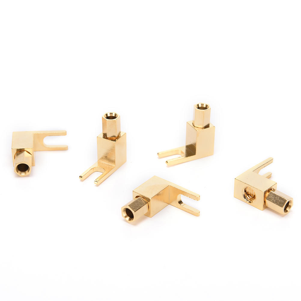 5X Banan til spadevinkeladapterplugg Høyttalerkabelkontakt 4 mm Salg