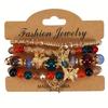 4Pcs Bohemian Butterfly Beaded Bracelets, Crystal Zinc Alloy Pendant, Ladies Daily Party Jewelry