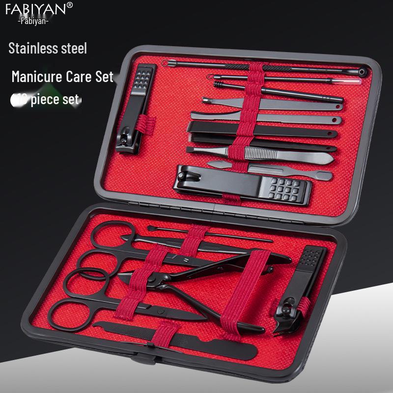 18-Piece Stainless Steel Manicure Tool Set - Nail Clippers & Grooming Tools