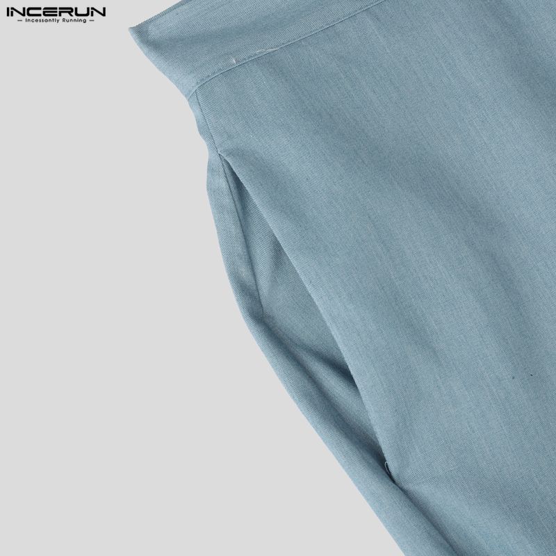 INCERUN Pánské ležérní šněrovací kalhoty s dlouhými širokými nohavicemi a obmotáváním v pase