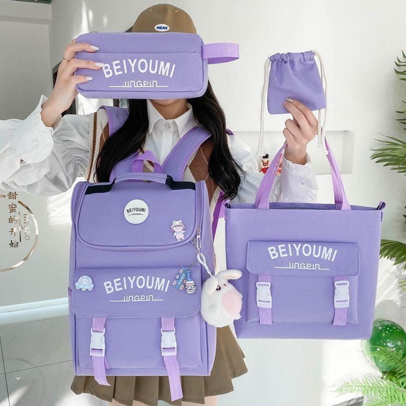 4 Pcs Backpack for Boys Girls Children Lovely Schoolbag Kindergarten Schoolbag Kids Gift Pencil Case Large Capacity Handbag
