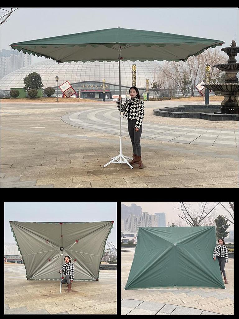 Large Outdoor Rectangular Sunshade Umbrella - Commercial Folding Awning for Courtyard