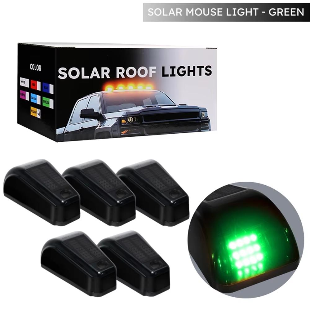 5PCS LED Solar Powered LED Car Roof Marker Truck Sidelight for Pickup Trailer SUV Cab Roof Top Running Signal Lamp Waterproof