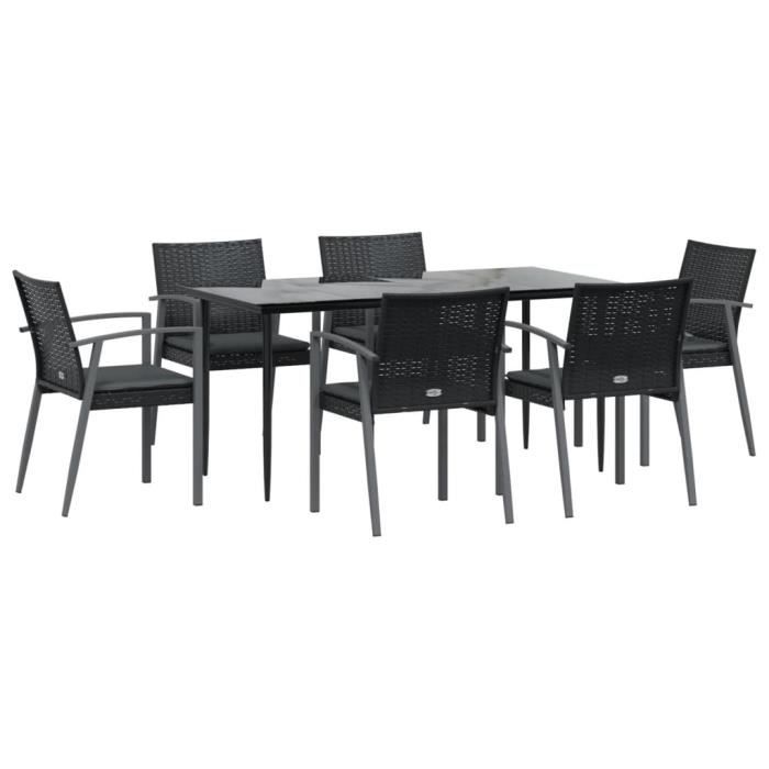 VidaXL Ensemble à manger de jardin 7 pcs coussins résine tressée acier 3186980