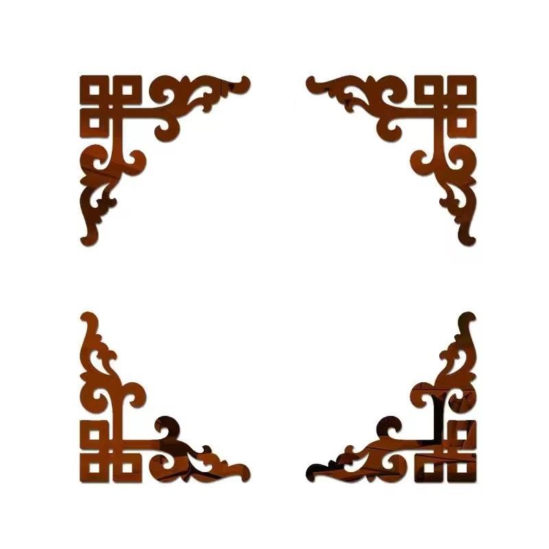 4pcs Corner Mirror Sticker Acrylic 3D Wall Stickers Self-adhesive Cabinet Edge Building Border Living Room Bedroom Home Decor