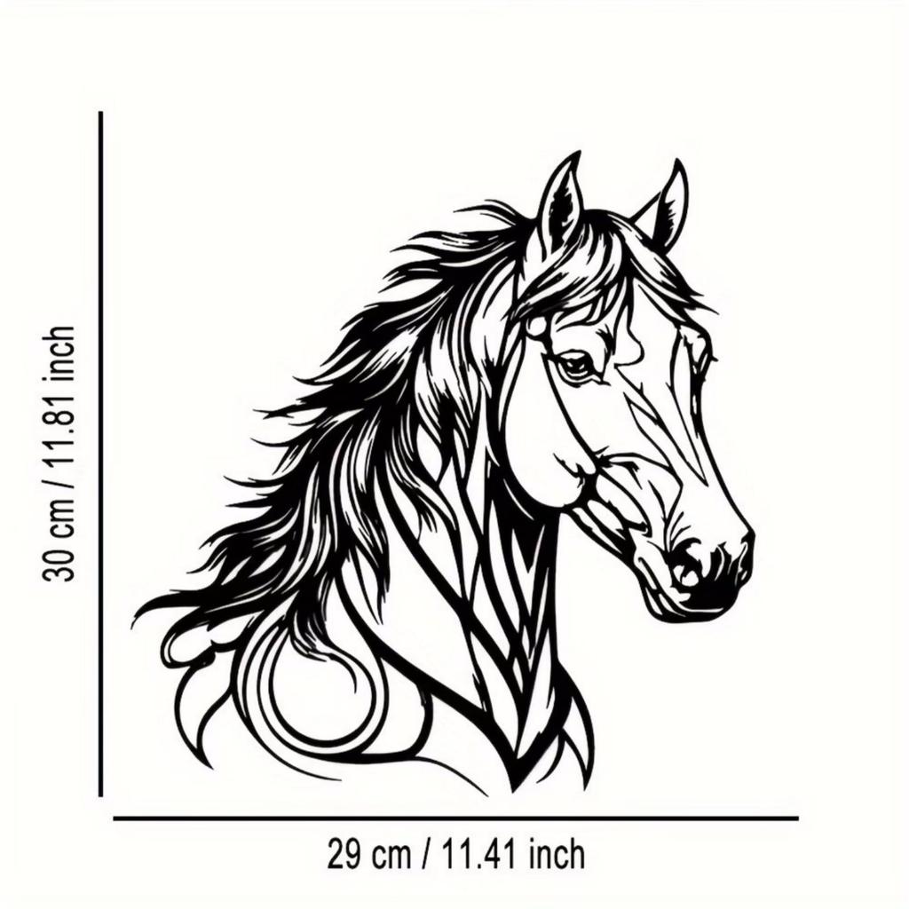 Horse Head Wall Decor Cutout metal Art Wavy Mane Room Decoration