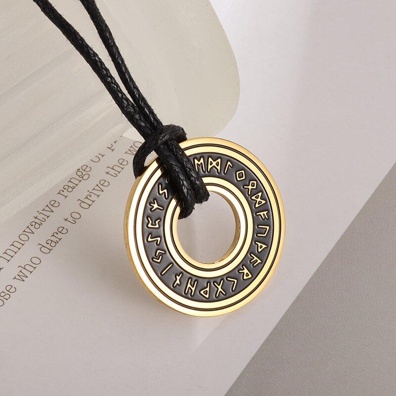 Stainless Steel Vintage Nordic Rune Compass Necklace Men Fashion Trend Amulet Nordic Jewelry