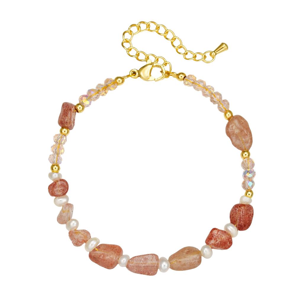 Strawberry Quartz & Rose Quartz Freshwater Pearl Jewelry Set for Autumn/Winter