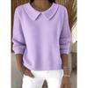 BITCED Women's Fashion Casual Solid Color Print  Long Sleeve O-Neck Blouses & Shirts