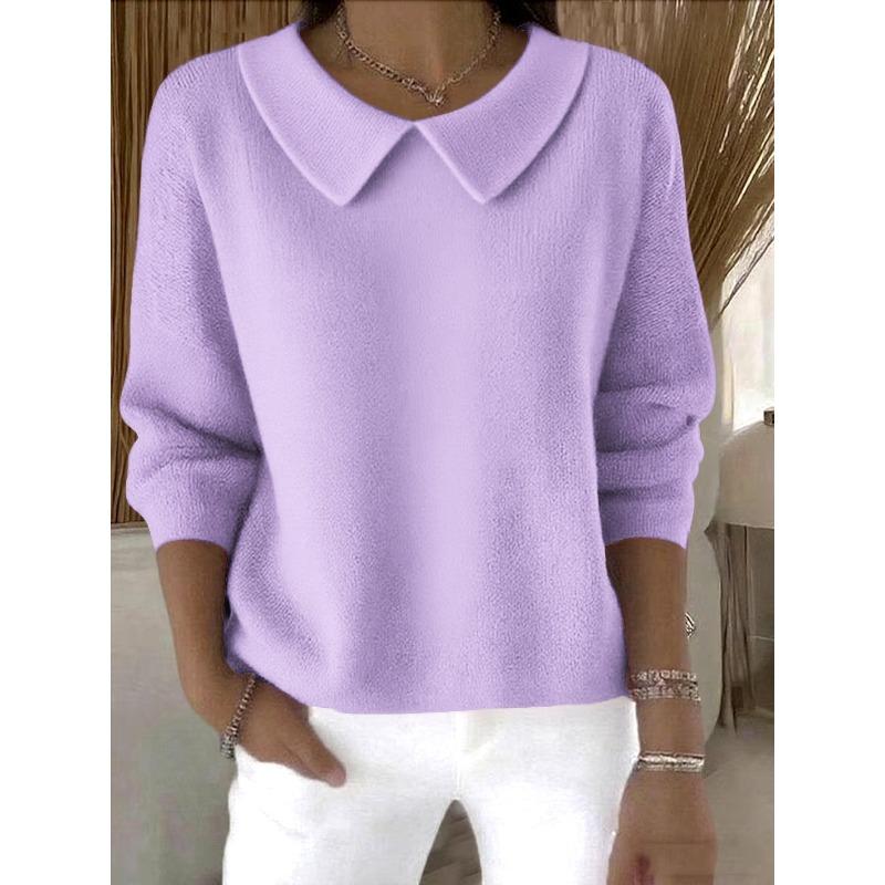 BITCED Women's Fashion Casual Solid Color Print  Long Sleeve O-Neck Blouses & Shirts