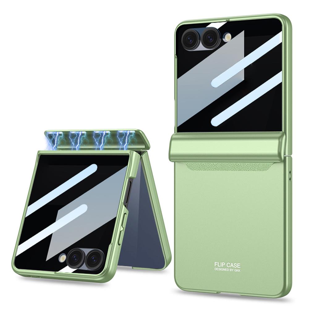 GKK For Samsung Galaxy Z Flip7 5G Case Magnetic Hinge Protection PC Phone Cover with Anti-Spy Tempered Glass Film