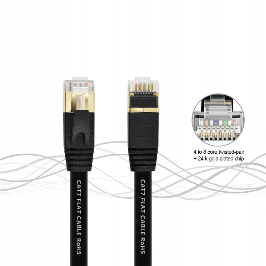 LAN ETHERNET FLAT NETWORK CABLE SFTP CAT7 10m black