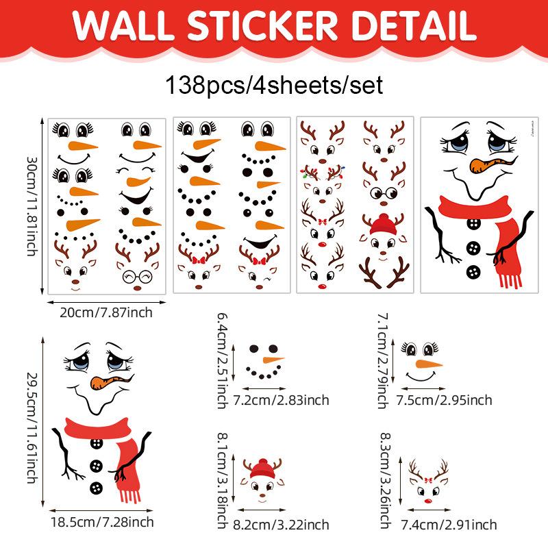 Christmas Snowman Face Sticker Self-Adhesive Cartoon Water Bottle Cup Window Wall Funny Decal