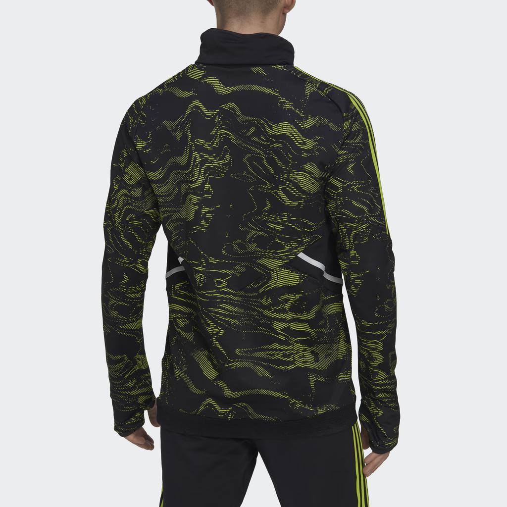 Adidas Manchester United Condivo 22 Pro Warm Top Striped Print Long Sleeve Football Shirt Men Tops Green HE6676