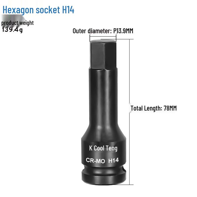 1/2 Large Air Gun Hex Screwdriver Socket Set - One-Piece Extended Pneumatic Bit Wrench