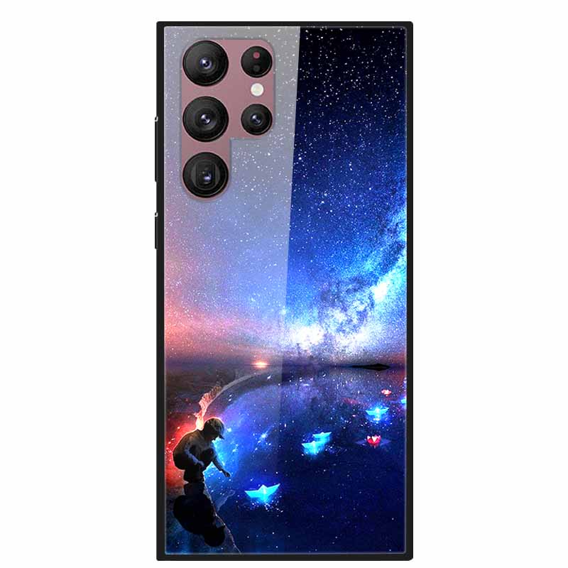 For Samsung Galaxy S22 Ultra 5G Phone Case Tempered Glass Back Cover Hard Case For Samsung  S22 Plus S 22 Capa Shell Funda Coque