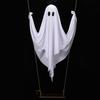 Halloween Outdoor Decoration - 5ft Large Hanging Swing Halloween Decoration With String Lights - Scary Cute Decoration For Front Porch Patio Tree