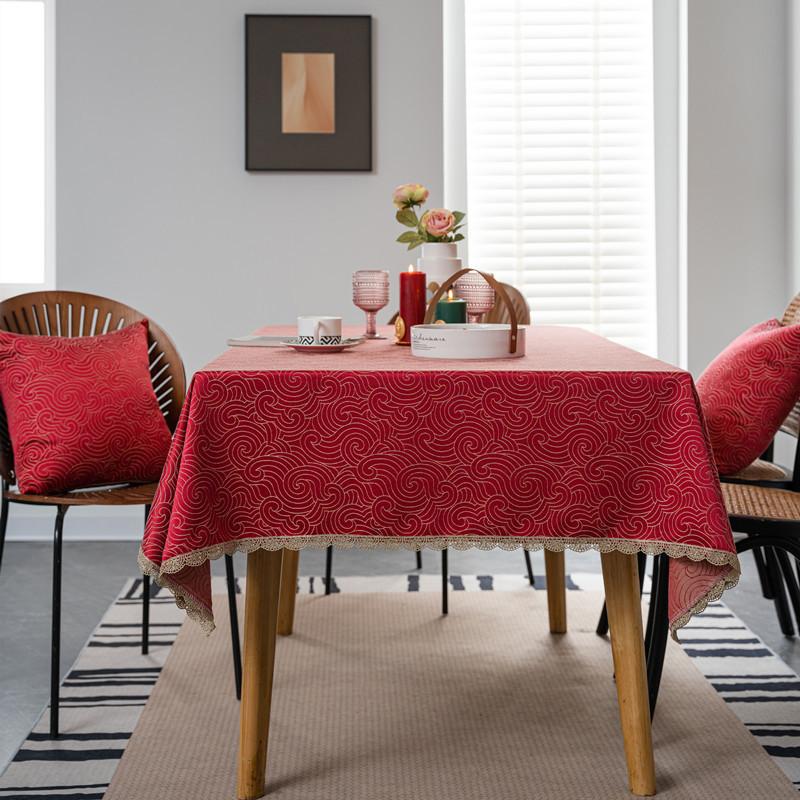 Водонепроницаемая скатерть для свадебного торжества с золотым кружевным краем — фото 7