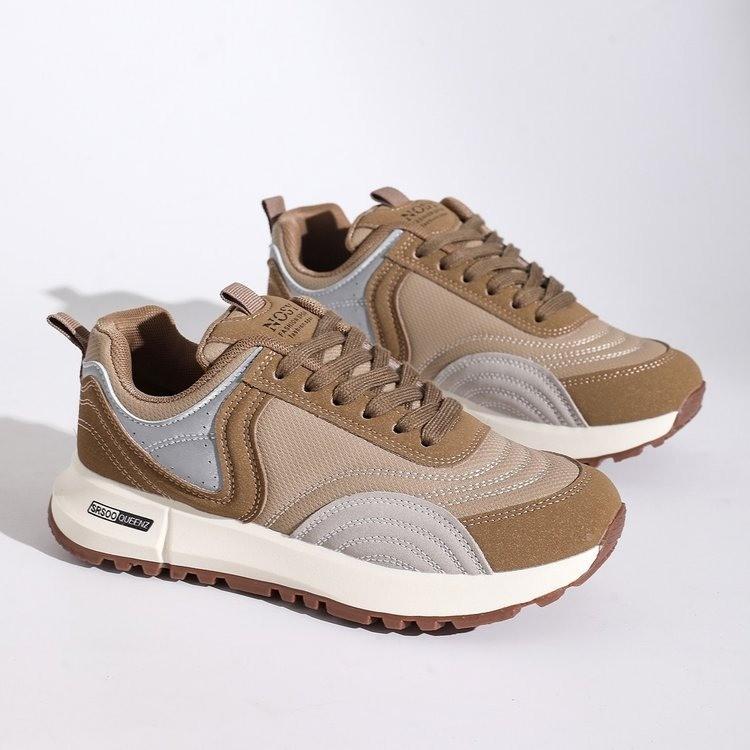 Außenhandel dicksohlige Schnür-Mesh Übergröße Sportschuhe Damen Herbst neue lässige Farbabstimmung Lauf-Dad-Schuhe