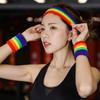 Buntes Regenbogen Tennis Stirnband Elastisches Sport Schweißband Fitness Handgelenkstütze Handgelenkschutz