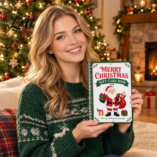 Secret Santa Gift Idea Christmas Card Book 14 Pages DIY Booklet Spiral-Bound Merry Holiday Holder College Survival Kit Greeting Book for
