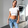 A New Sexy Waist Short-sleeved T-shirt, Round Neck Slim-fitting YK Pure Desire Style Spice Girl Top for Women