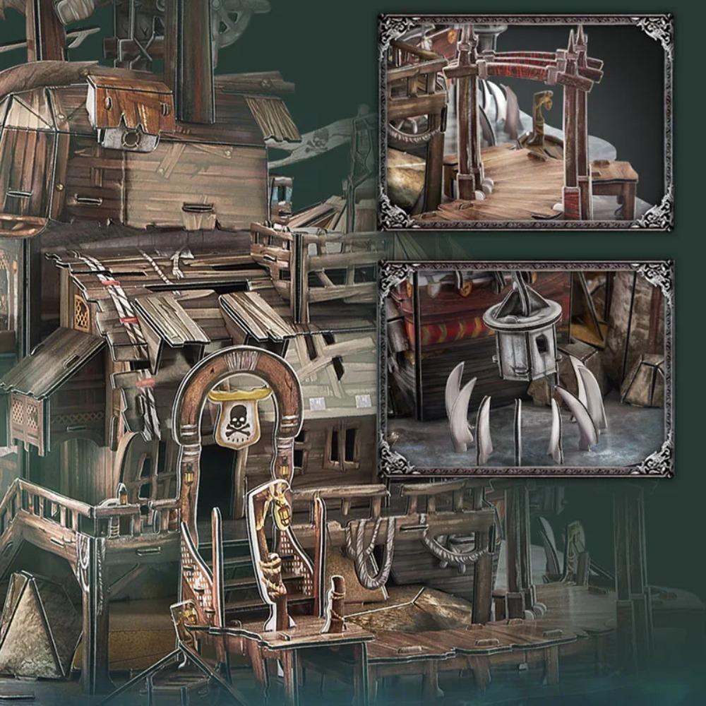 Puzzle en Papier 3D Bâtiments Tridimensionnels Baie des Pirates Tortuga Modèle Puzzle DIY Jouets d'Assemblage pour Enfants Cadeaux de Noël Casa