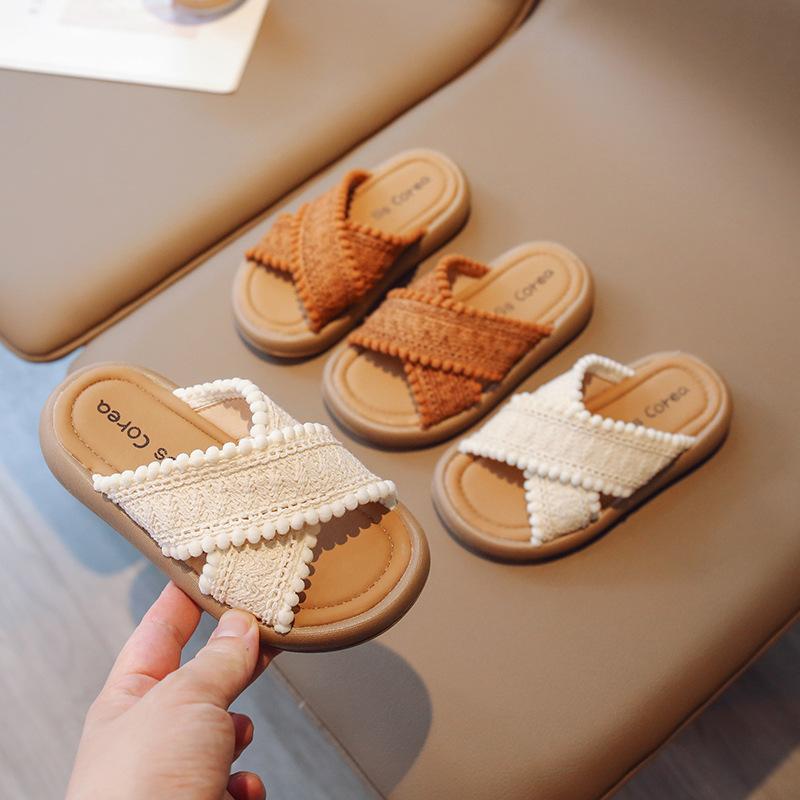 2026New Summer Girls' Slippers Bohemian Style Children's Baby Shoes Open-Toe Non-Slip Toddler Sandals