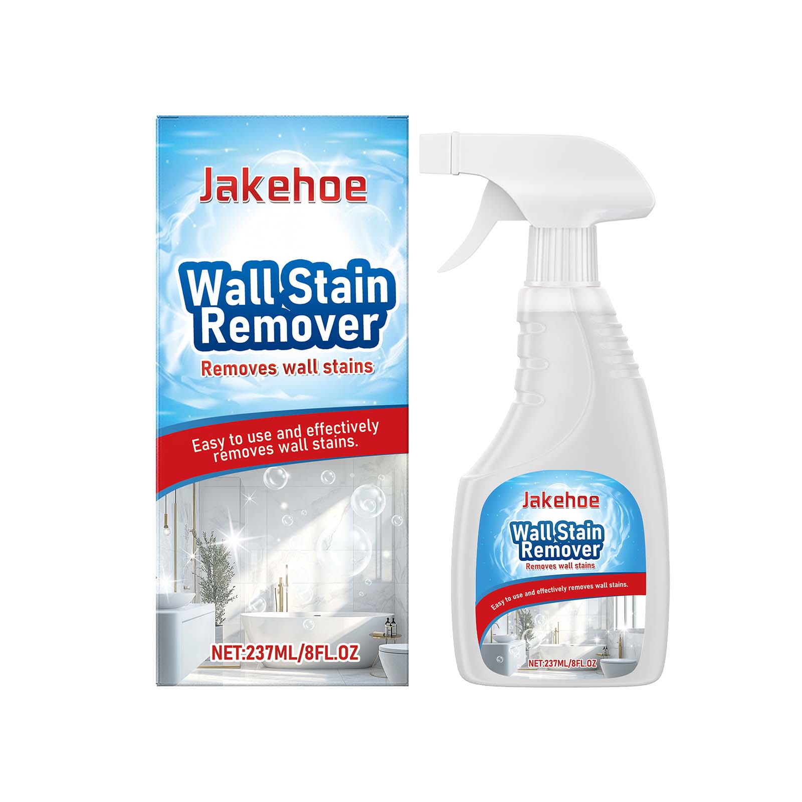 Jakehoe 237 ml Highly Effective Removal Spray, Wall Cleaner Spray, Wall Stain Cleaner, Multi-Surface Stain Remover Foam Cleaning